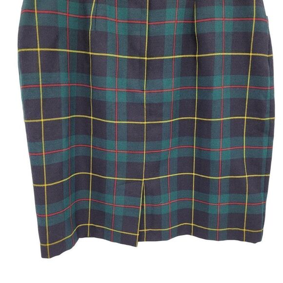 Vintage 80's Elizabeth Shelton Skirt Plaid Kidcore Academia Geek Pockets Green M - Picture 9 of 9